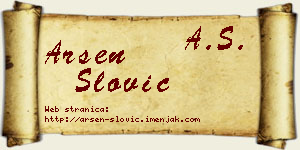 Arsen Slović vizit kartica